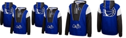 Mitchell & Ness Men's Blue and Black Orlando Magic Hardwood Classics Highlight Reel Windbreaker Half-Zip Hoodie Jacket